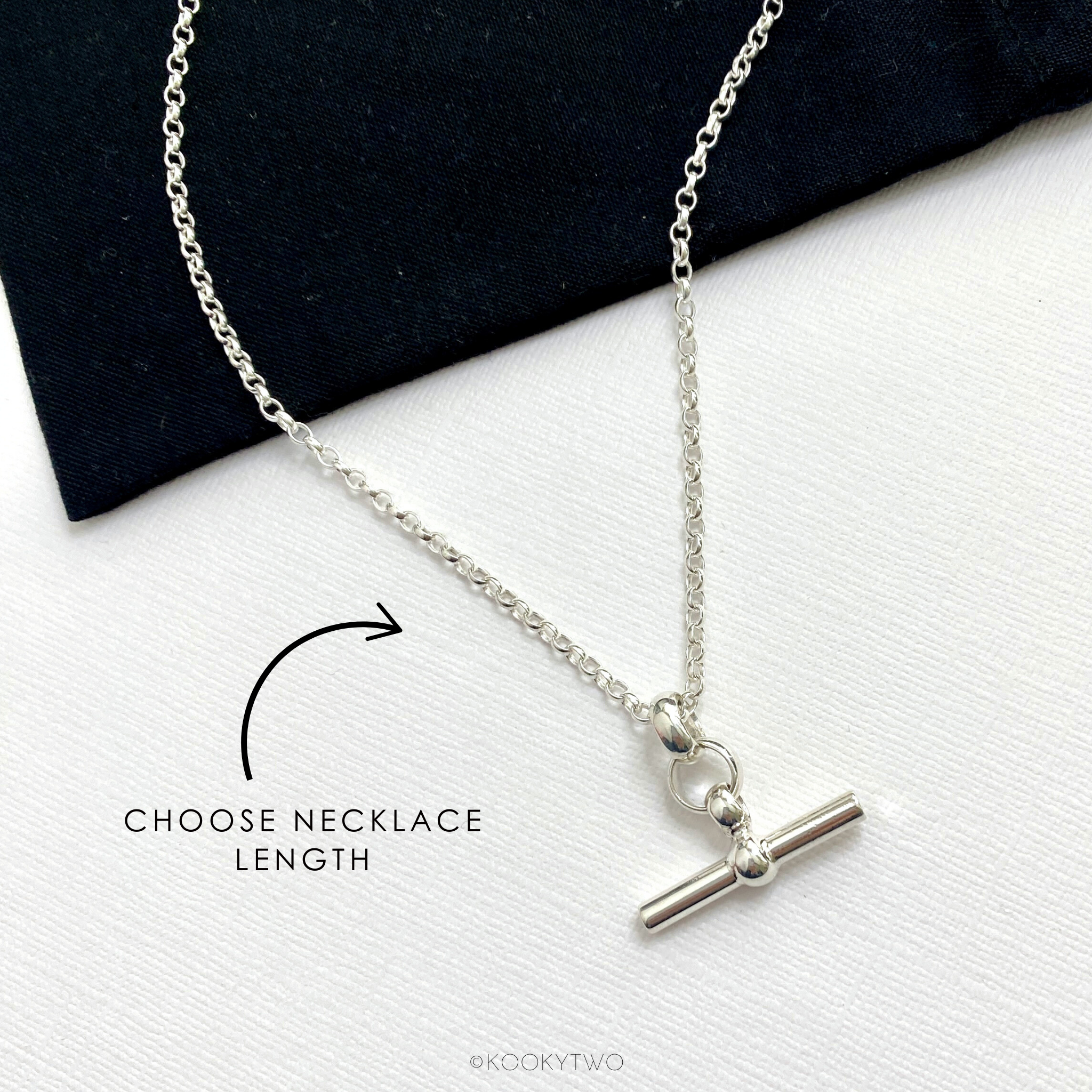 Image of silver chunky T-bar necklace, perfect necklace for layering with other necklace from your collection. KookyTwo.
