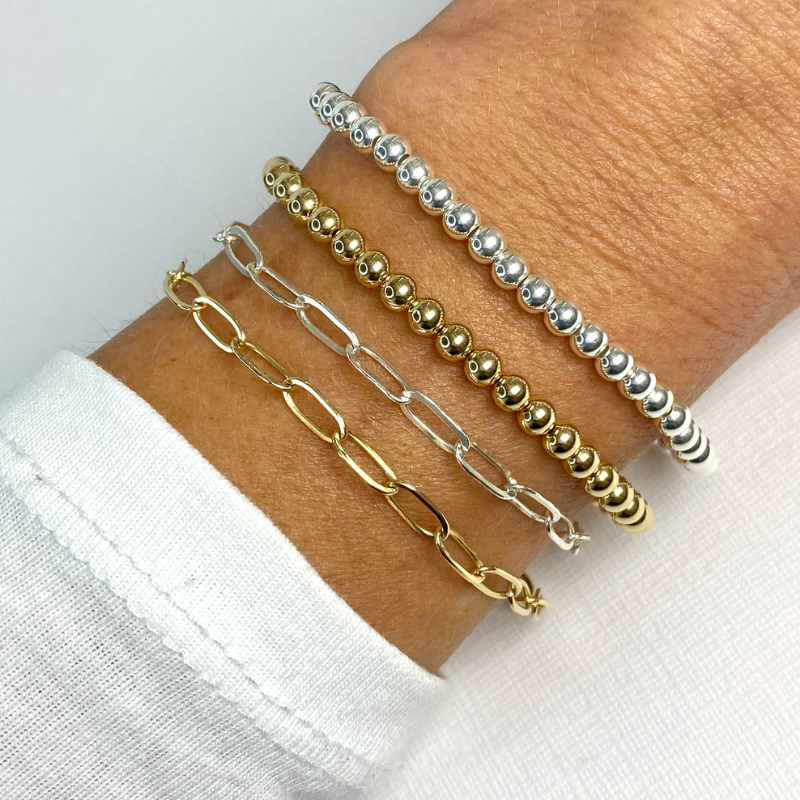Silver and Gold Chain Bracelets and Silver and Gold Bead Bracelets