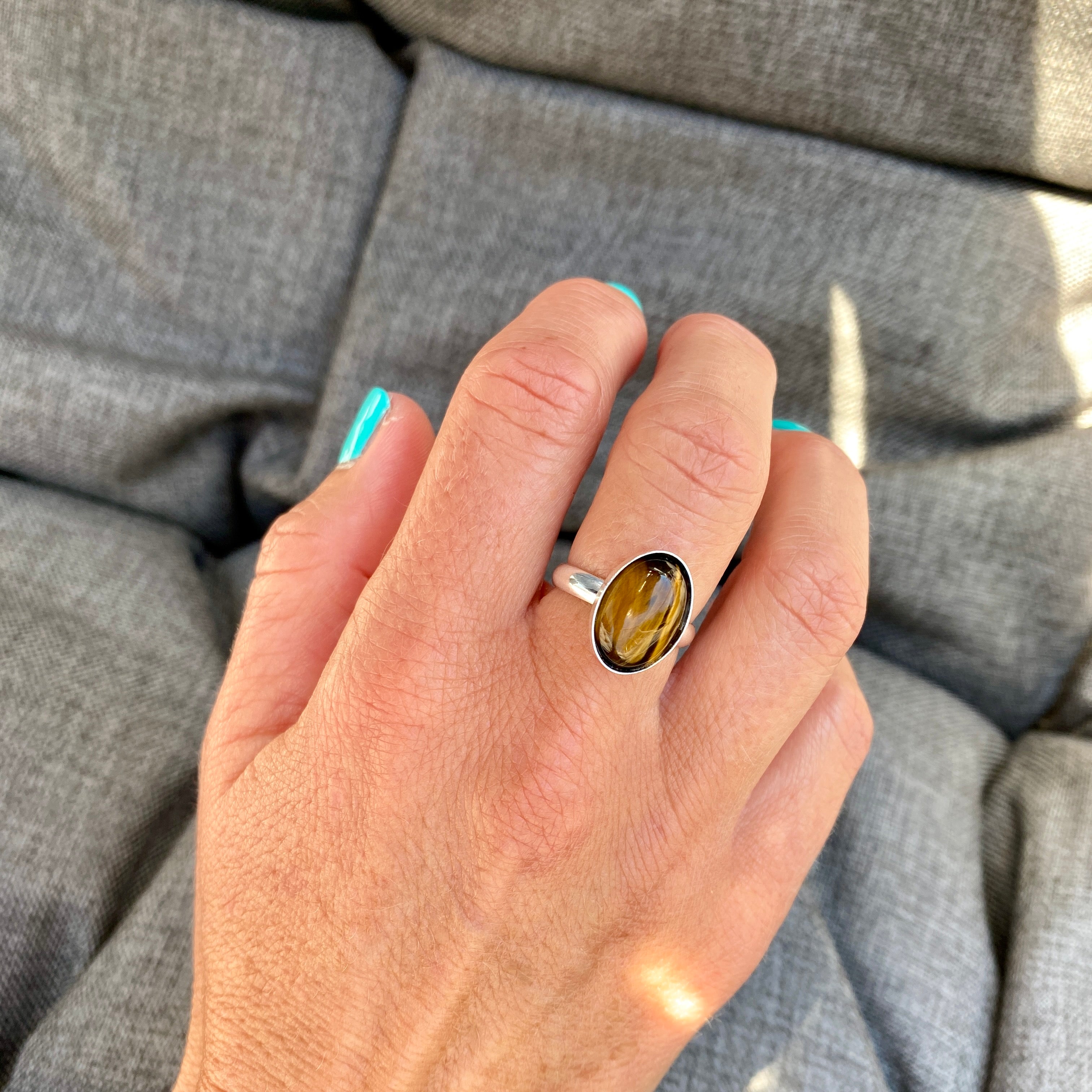 Solid sold 925 Sterling Silver Tiger Eye Ring