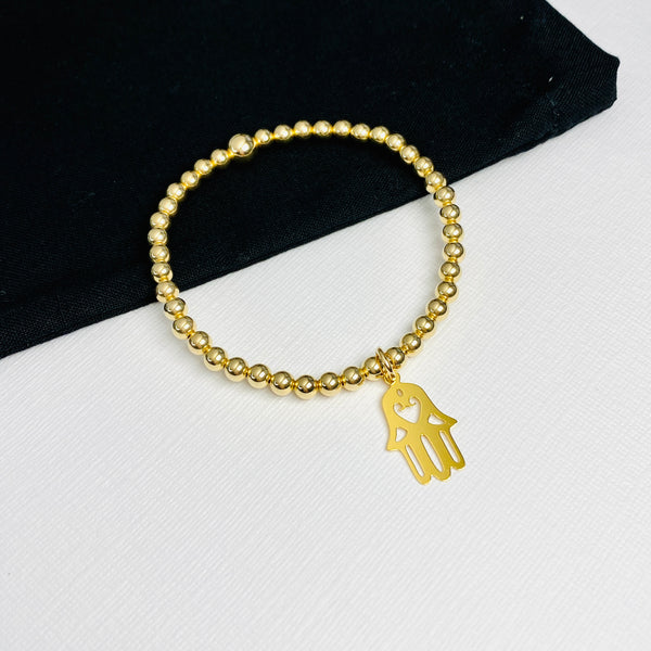 24K Gold Plated Bracelet with 4mm Beads