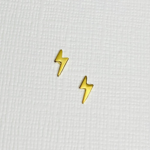 Mini Gold Lightning Bolt Stud Earrings. Mini stud earrings gold. thunder bolt earrings.
