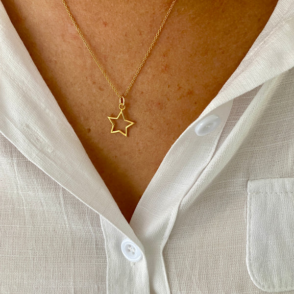 Solid gold store star necklace