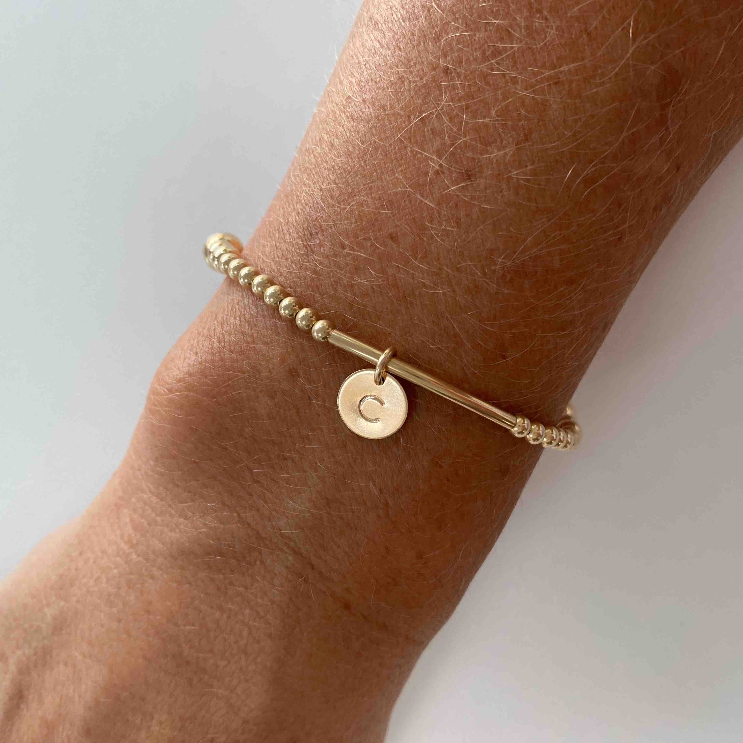 Gold Personalised Disc Bracelet