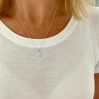 Silver necklace with family tree charm in sterling silver. KookyTwo.