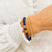 Bracelet stacking set with lapis lazuli beads and gold beads