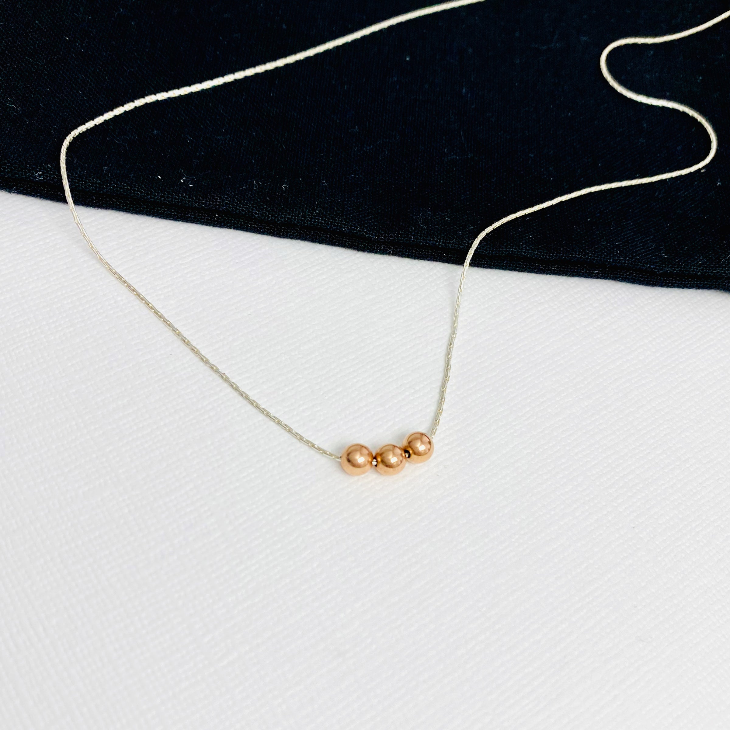 30th Birthday Necklace | Rose Gold Three Bead Necklace - KookyTwo