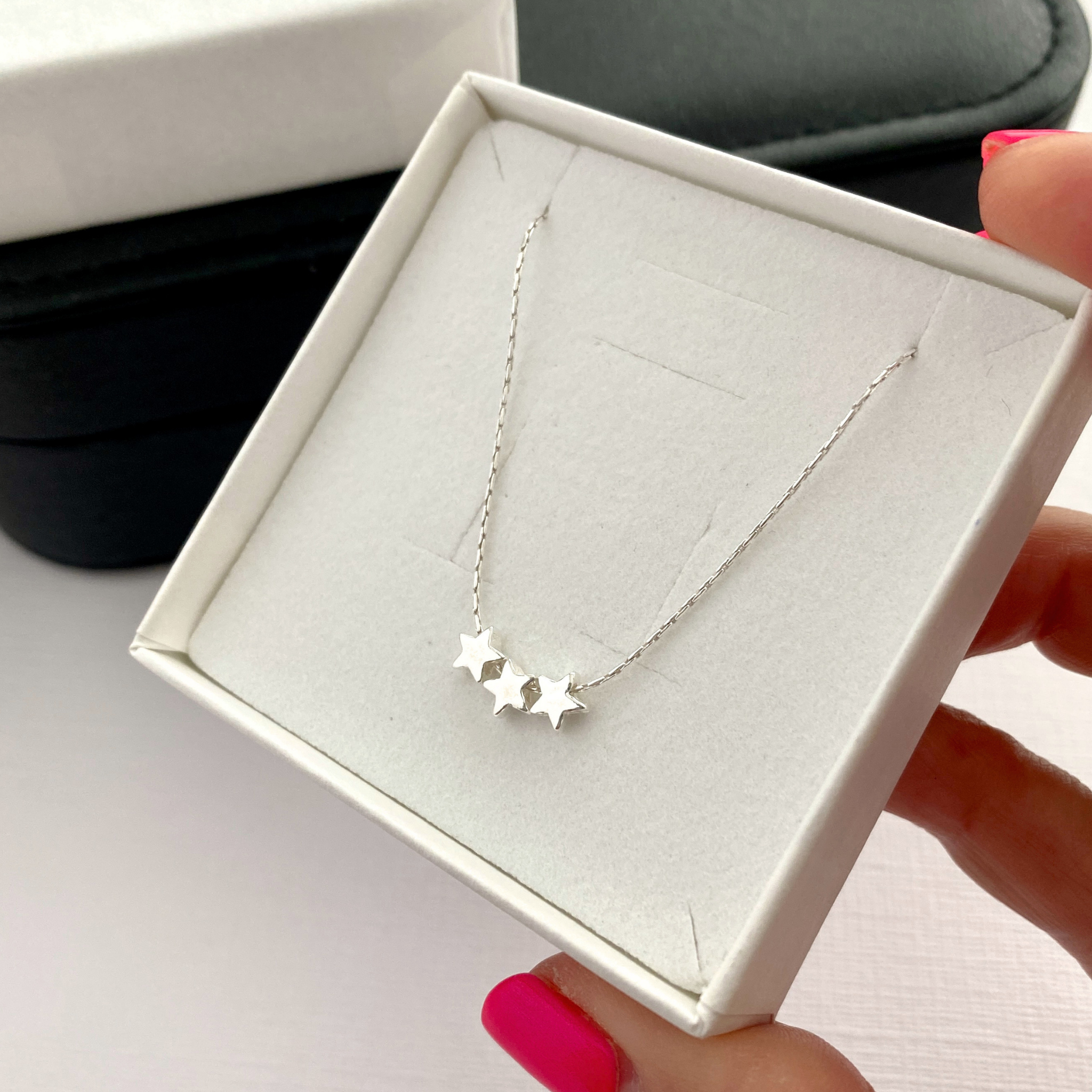 Silver Three Star Necklace