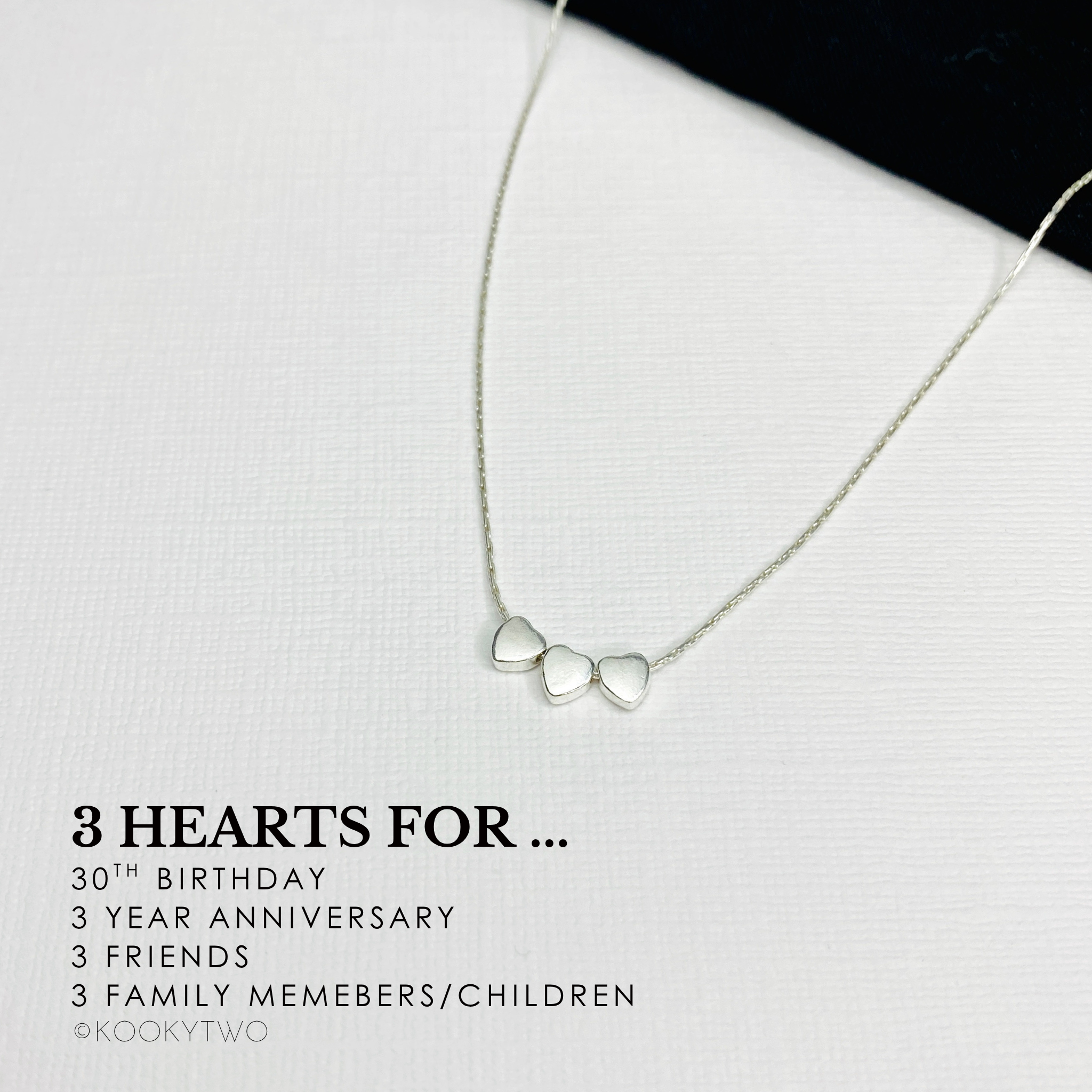 Silver Three Heart Necklace