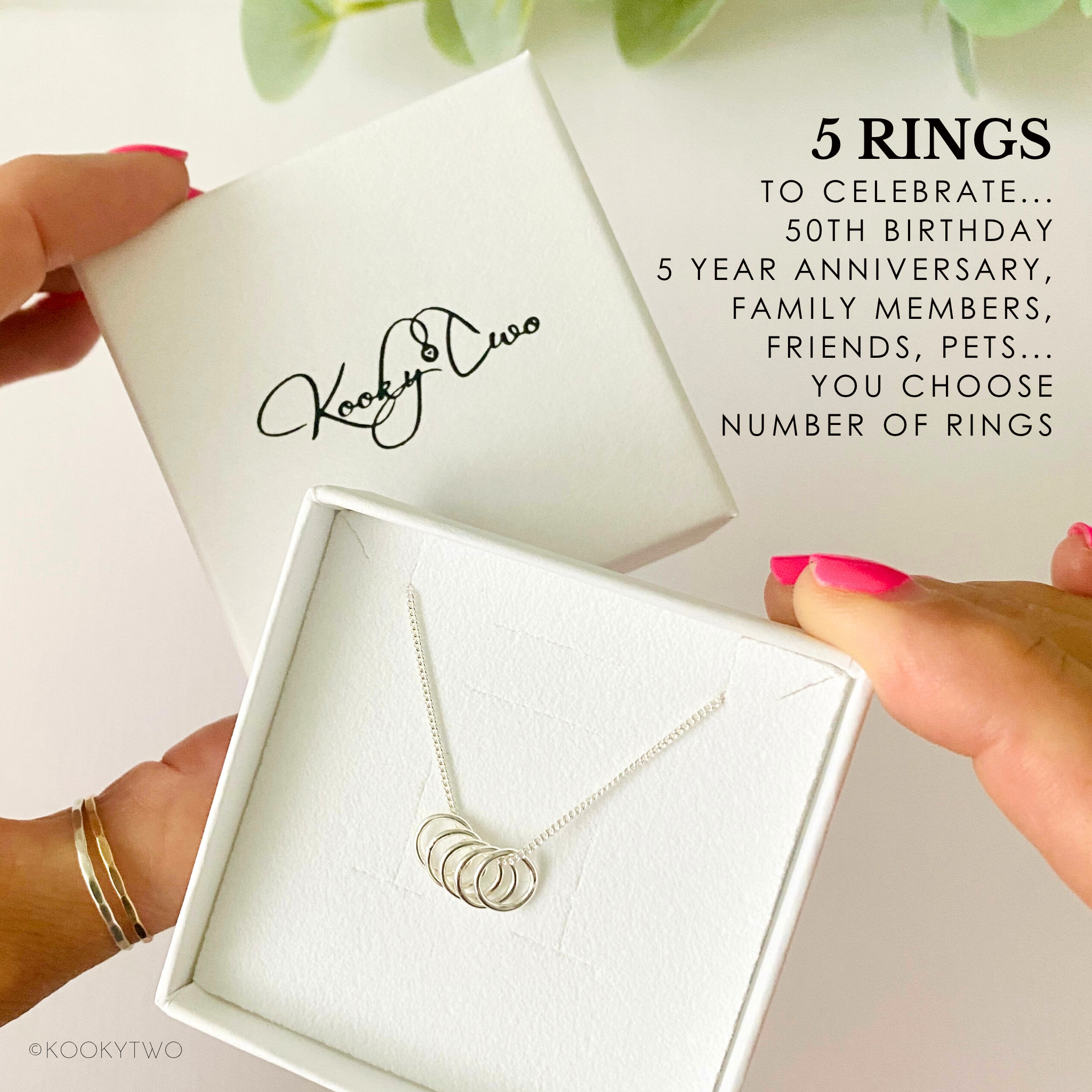 Five Silver Rings Necklace