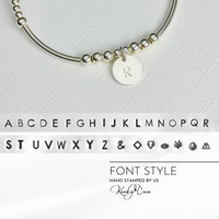 Personalised bracelet stacking set sterling silver beads and hand stamped disc. KookyTwo. 