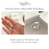 Sterling silver adjustable ring with crystal stone. KookyTwo.