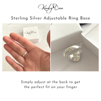 Sterling silver adjustable ring with crystal stone. KookyTwo.