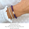 Amethyst Gemstone Bracelet with Silver Accent | Solo or Stack Set