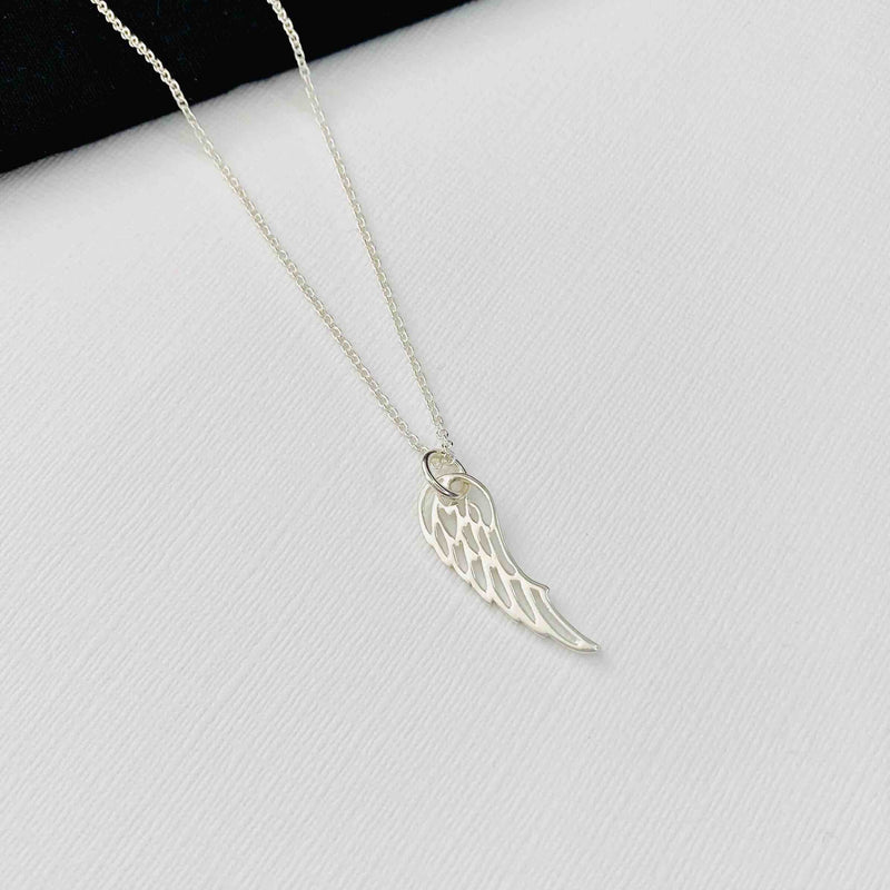Personalised Heart and Angel Wing Gold or Silver Necklace Gift