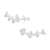 Silver Chevron Sparkly Crawler Stud Earrings