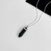 Black onyx point pendant on silver chain. KookyTwo