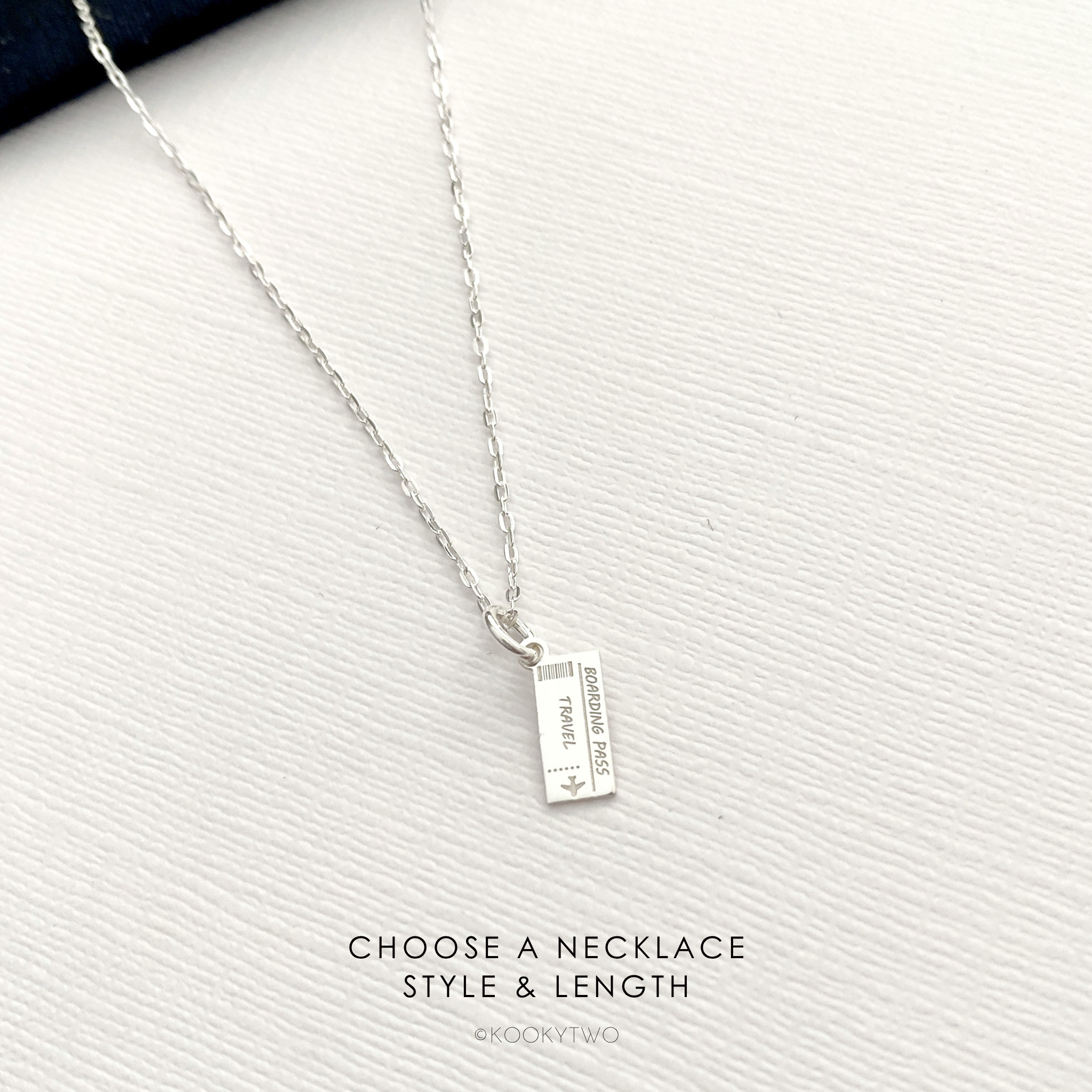Silver Travel Ticket Charm Necklace