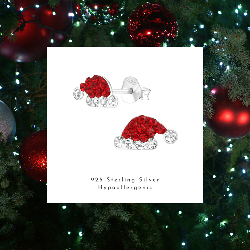 Sparkle Santa Hat Stud Earrings