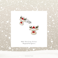 Colourful Reindeer Earrings. Fun Christmas Reindeer Stud Earrings. KookyTwo.