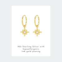 Gold North Star Hoop Earrings