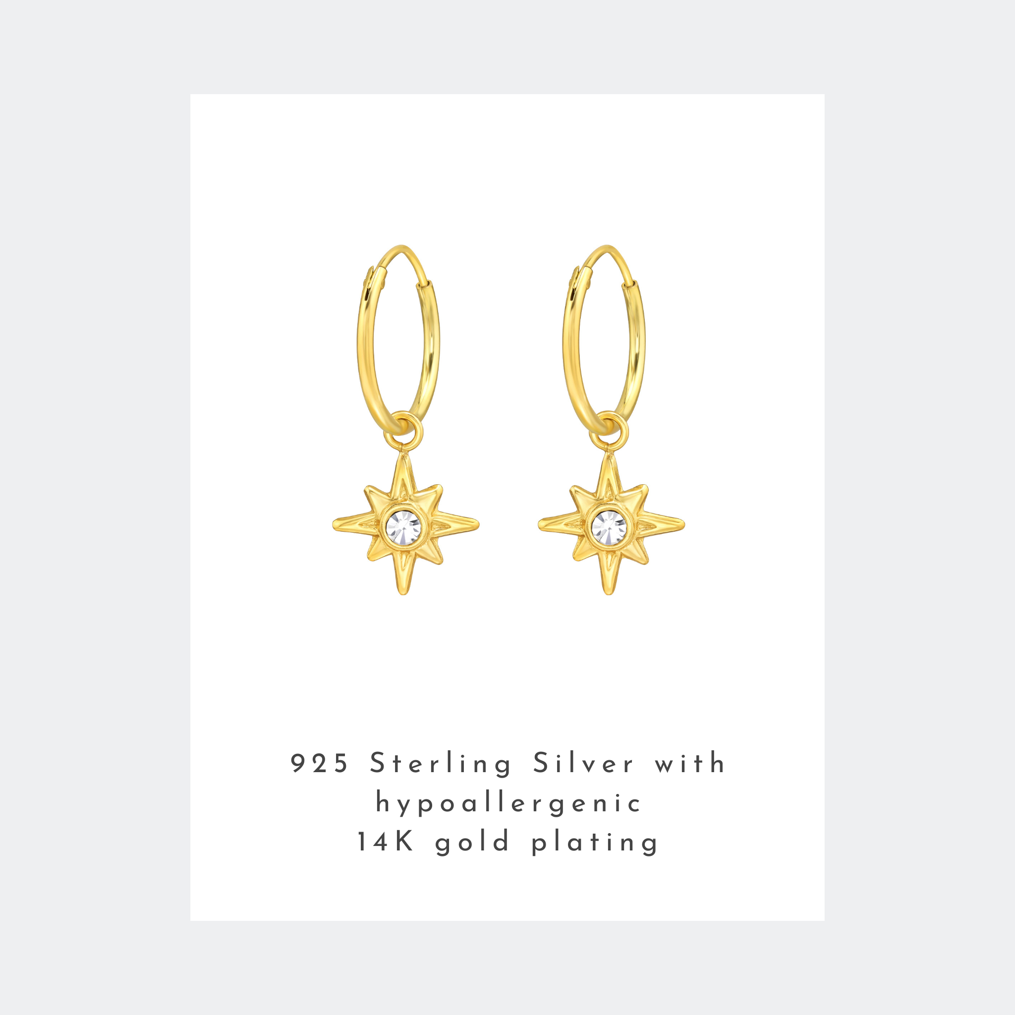 Gold North Star Hoop Earrings