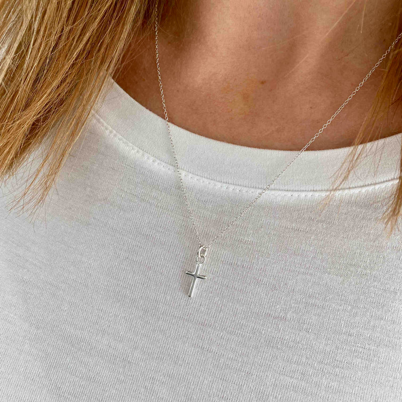 Confirmation gift idea necklace for her with silver cross charm. KookyTwo.