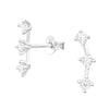 Silver Crystal Crawler Stud Earrings