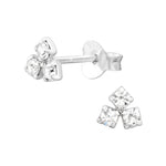 Cluster Crystal Stud Earrings Silver