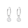 Silver Crystal Drop Mini Hoop Earrings