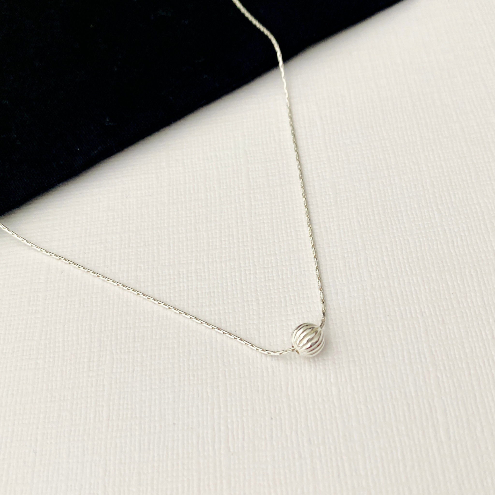 Dainty Silver Bead Necklace