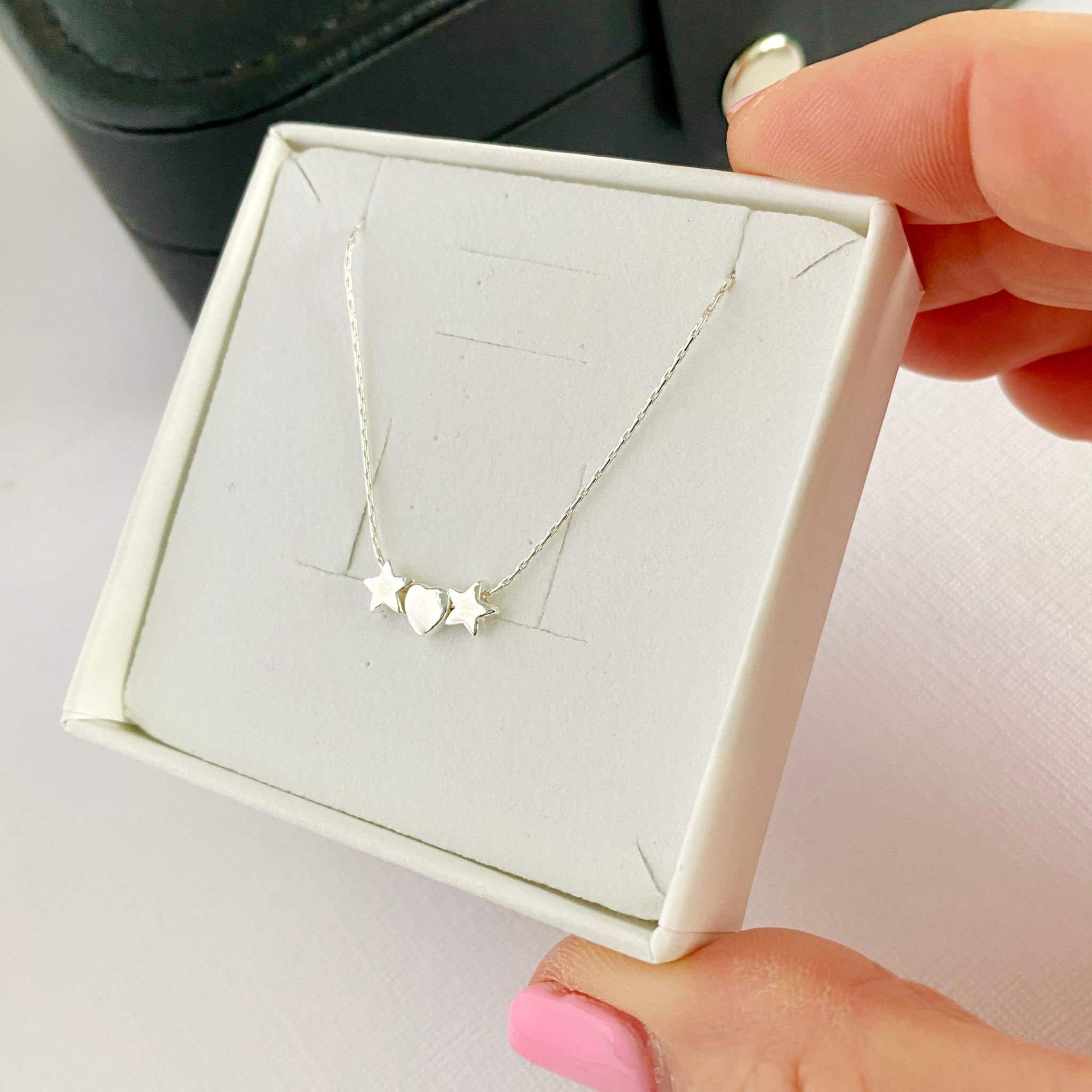 Silver Heart and Star Necklace