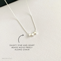 Silver Heart and Star Necklace