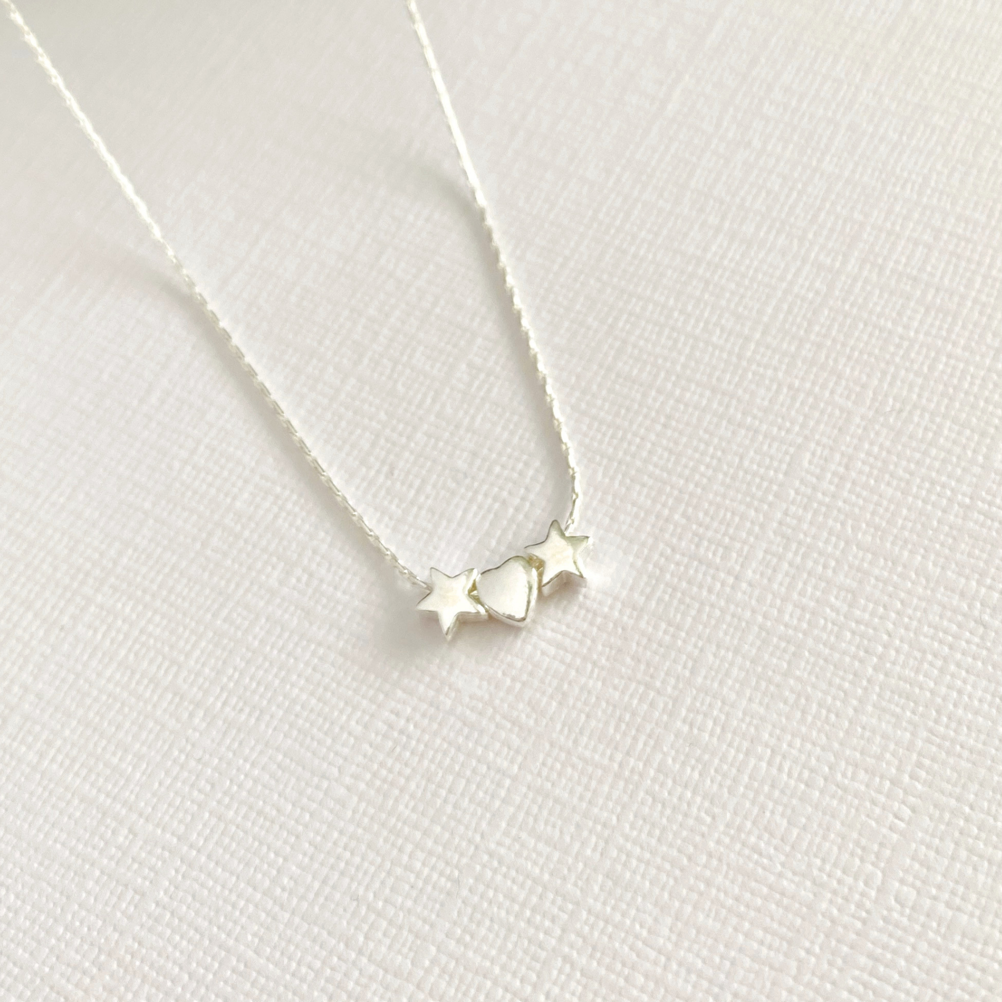 Silver Heart and Star Necklace