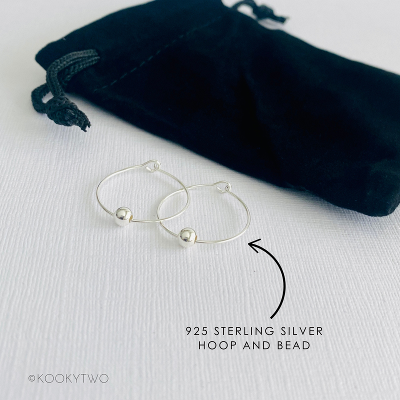 Silver Bead Hoop Earrings