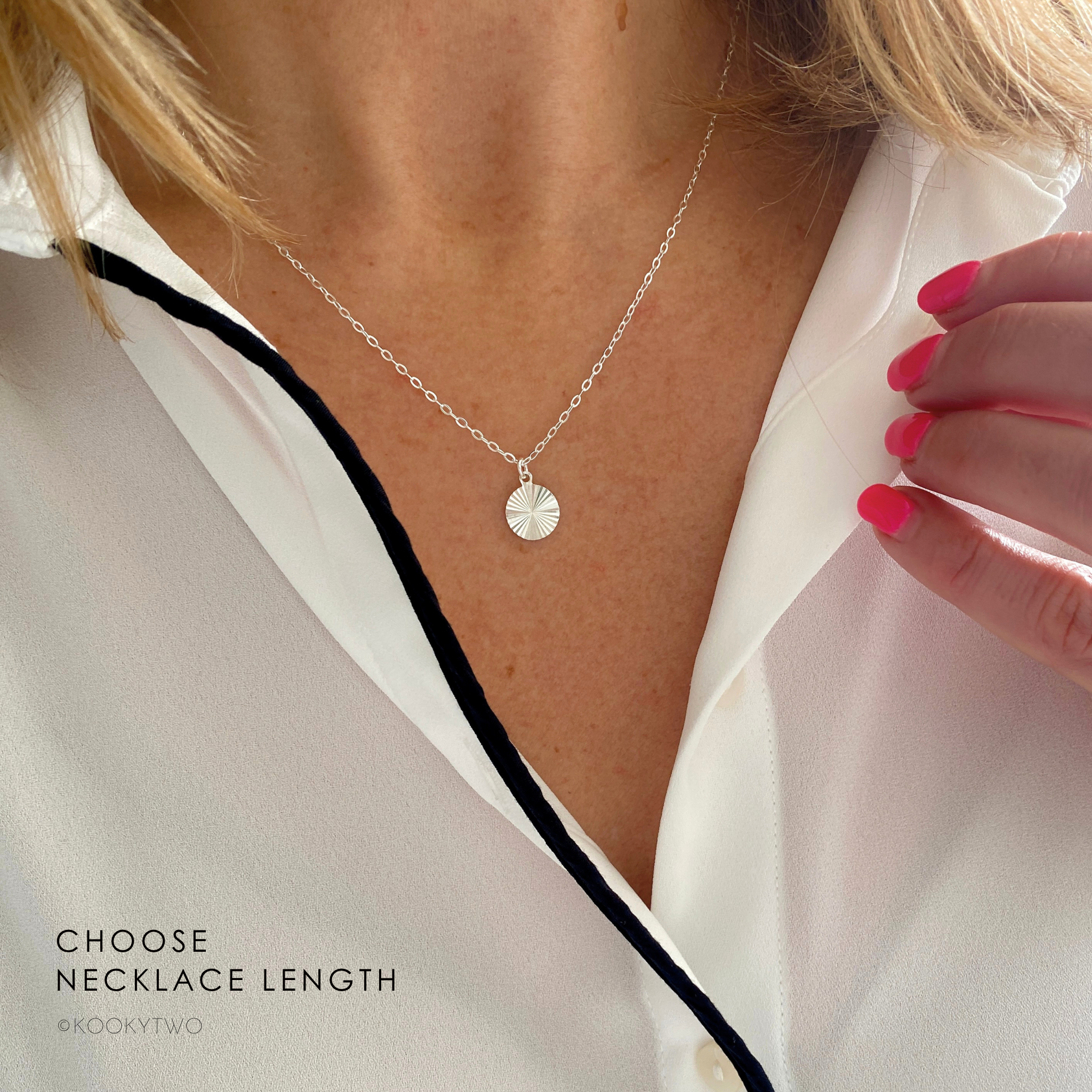 Sterling Silver Sparkle Disc Necklace