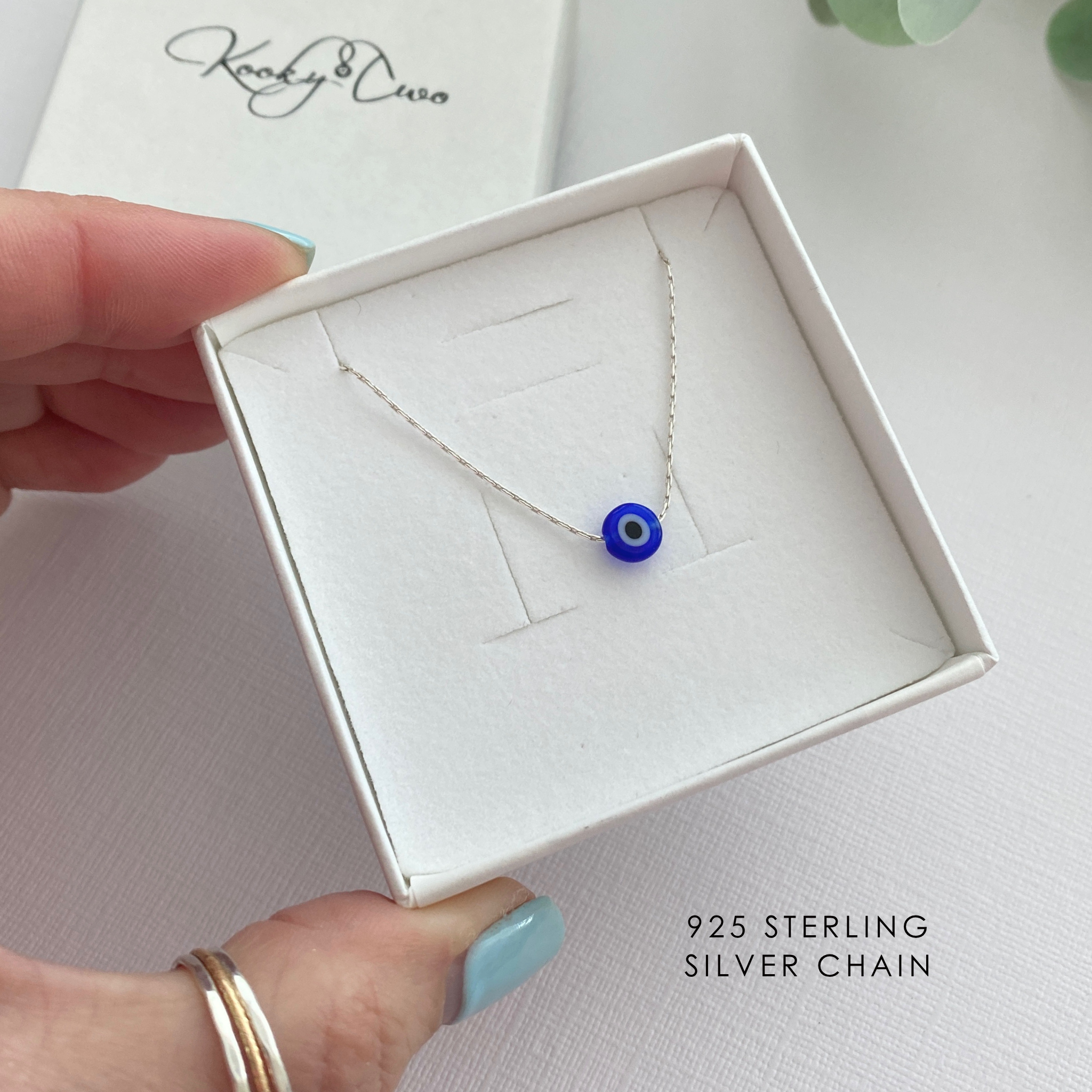 Dainty Silver Evil Eye Necklace