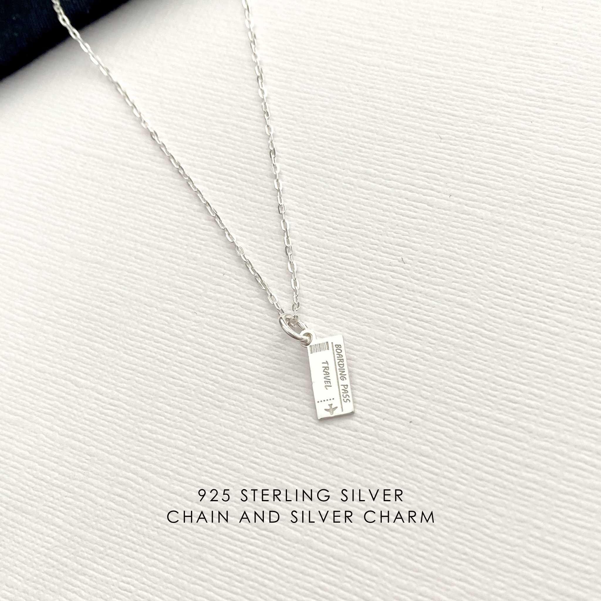 Silver Travel Ticket Charm Necklace