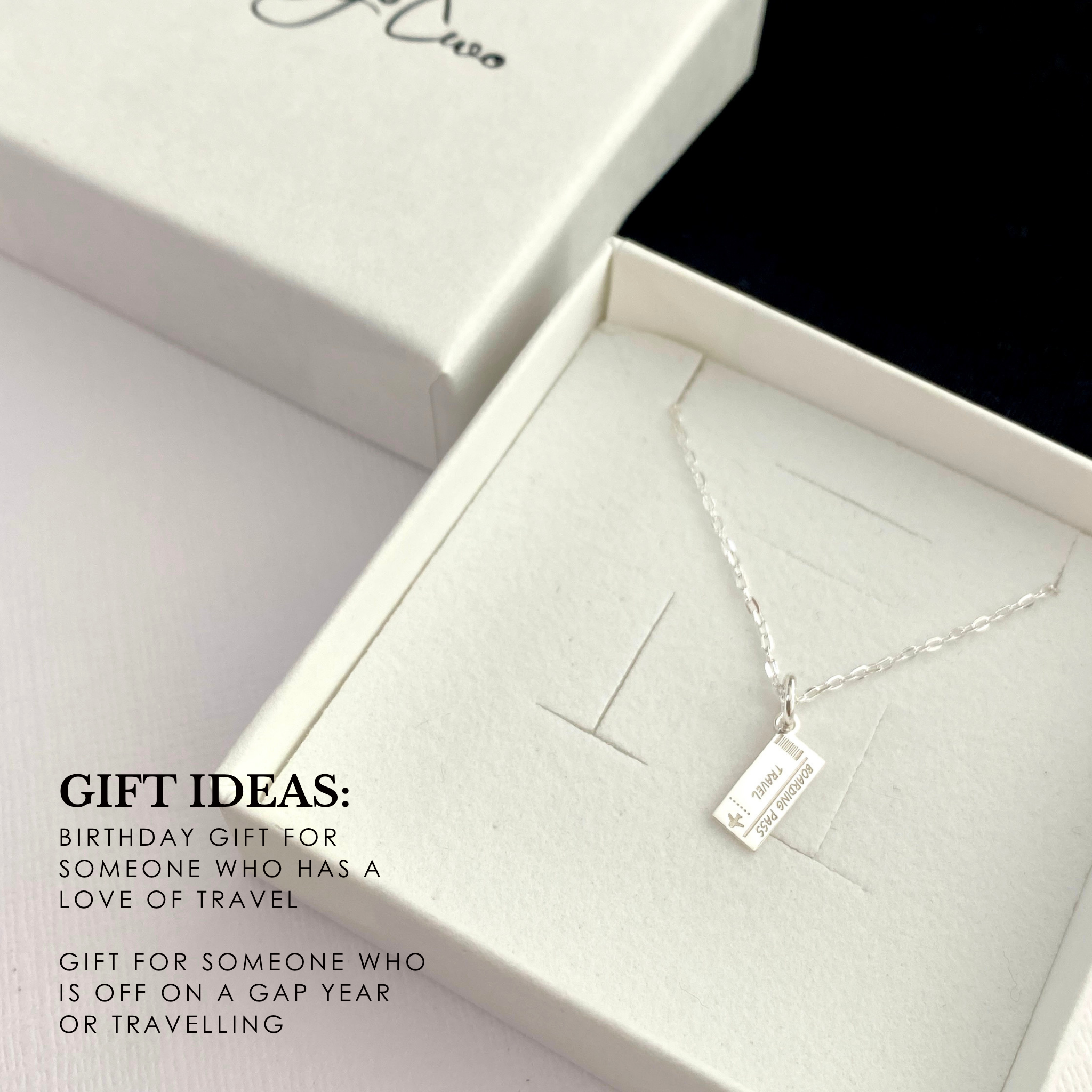 Silver Travel Ticket Charm Necklace