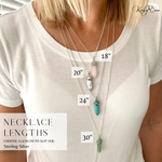 Different necklace lengths available at KookyTwo.