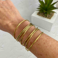 Gold Slim Bar Cuff Bangle