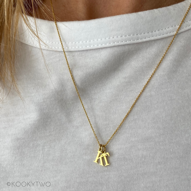 Gold Two Initial Necklace