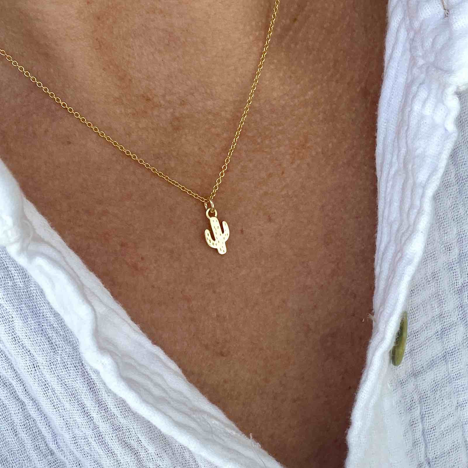 Gold Cactus Necklace Cactus Necklace 14K Gold Filled Necklace