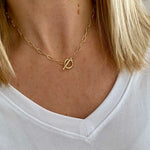 Gold T Bar Necklace with chunky gold chain. KookyTwo.