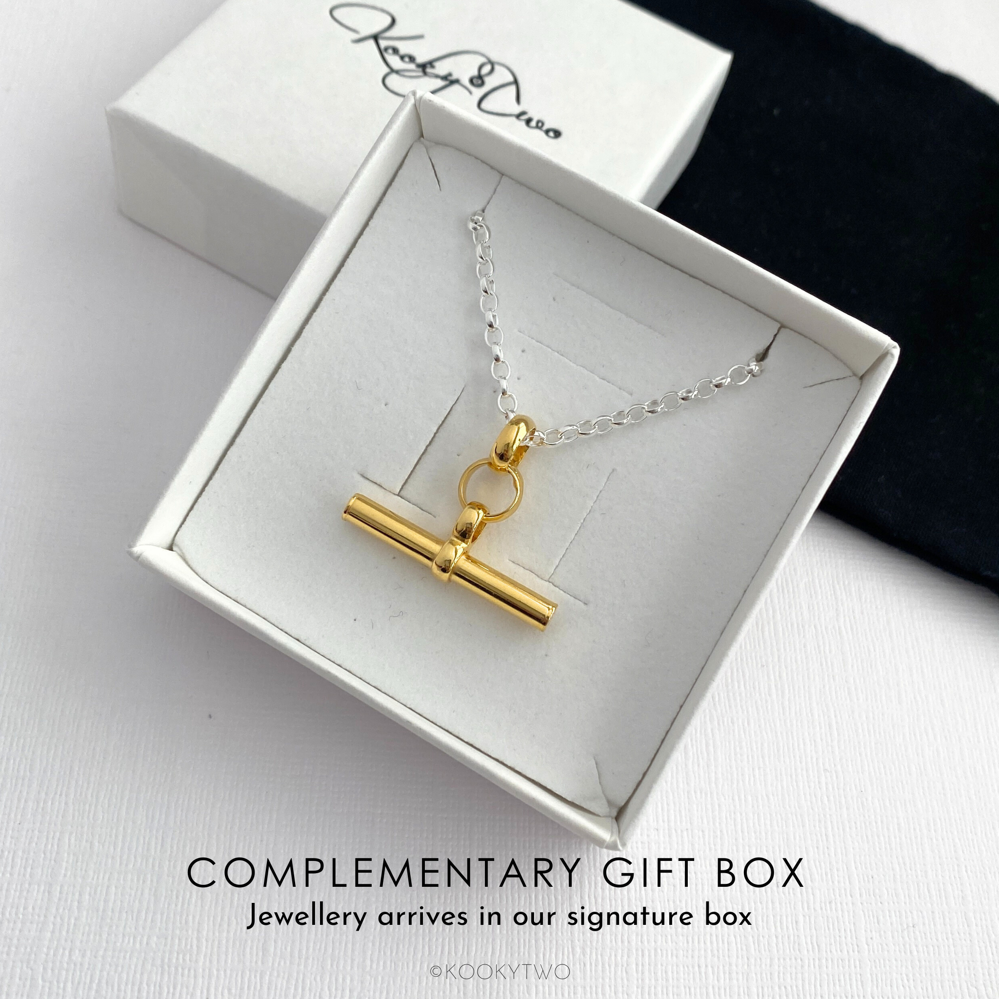 Mixed Metal Silver & Gold T-Bar Necklace