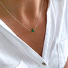 Silver Emerald Green Agate Gemstone Necklace