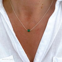 Silver Emerald Green Agate Gemstone Necklace
