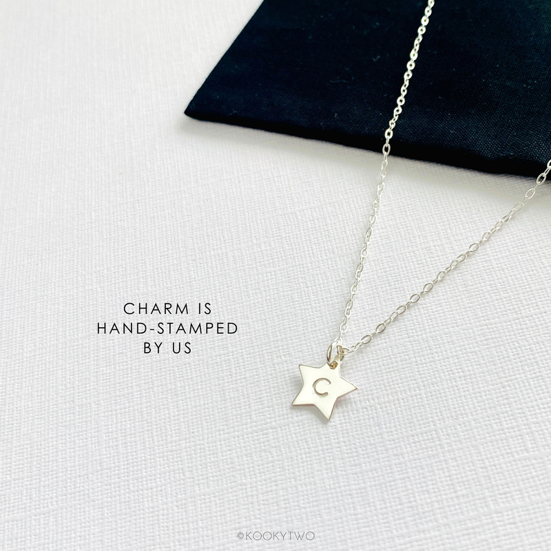 Silver Star Initial Necklace