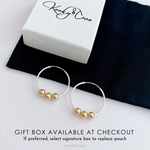 Silver and Gold Bead Sleeper Hoop Earrings