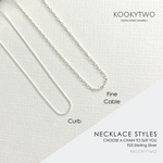 Different necklace styles available in sterling silver. Handmade necklace so you can choose the necklace length. KookyTwo.