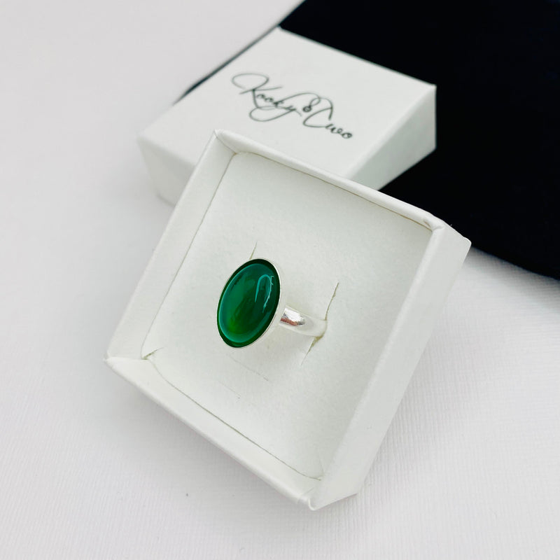 may birthday gift birthstone ring emerald green agate ring